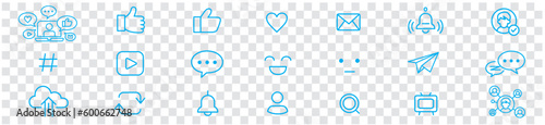 Social Media Social Network Service Icon collection set line editable stroke icons. 