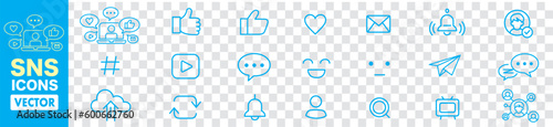 Social Media Social Network Service Icon collection set line editable stroke icons. 