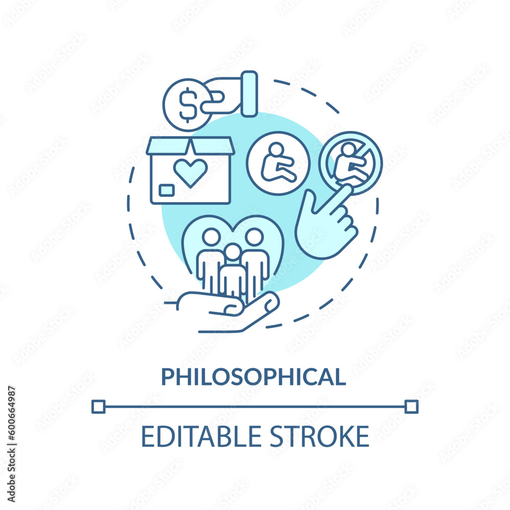 Philosophical turquoise concept icon. Ethical dilemma. Life purpose. Child free. Abortion right. Reproductive choice abstract idea thin line illustration. Isolated outline drawing. Editable stroke
