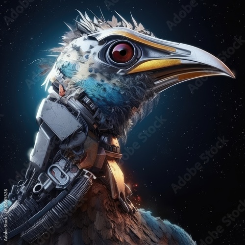 Majestic powerful a robot bird