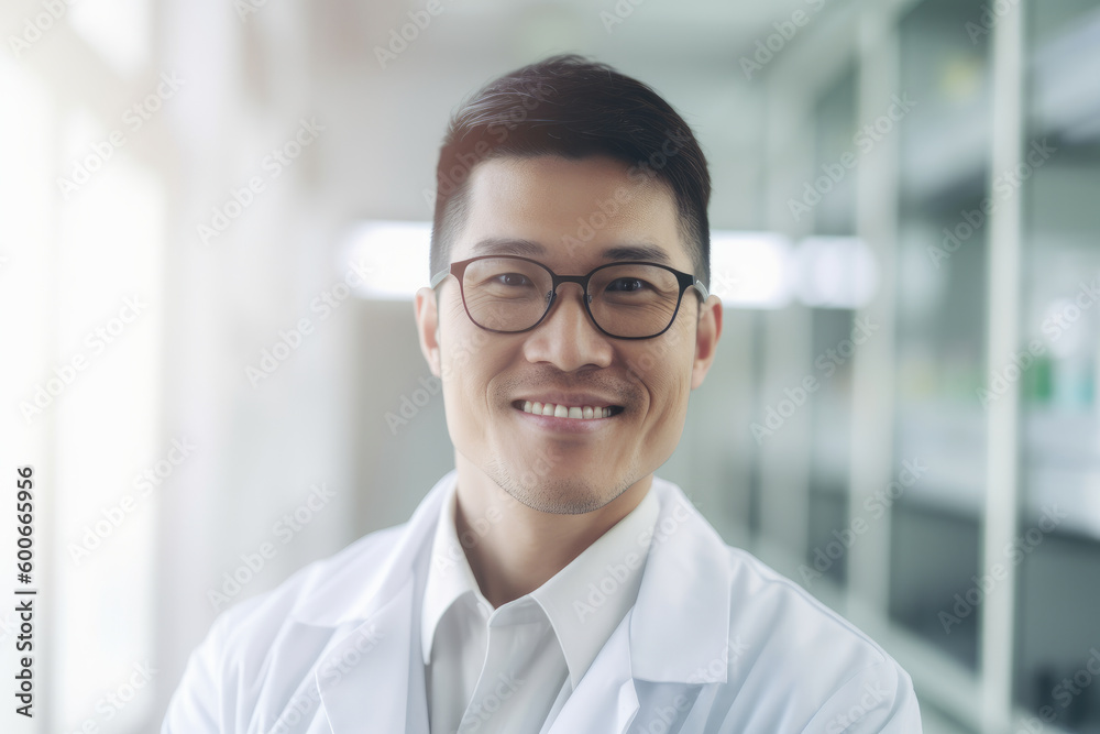 Japanese Lab Vector Young japanese male scientific in laboratory. Generative AI ...