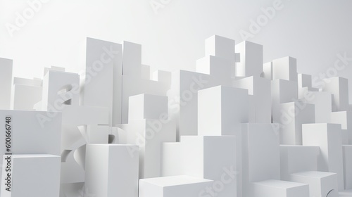  a large white sculpture with many white blocks on it s sides.  generative ai