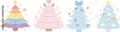 Set of Pastel color cute christmas tree easter candy vector