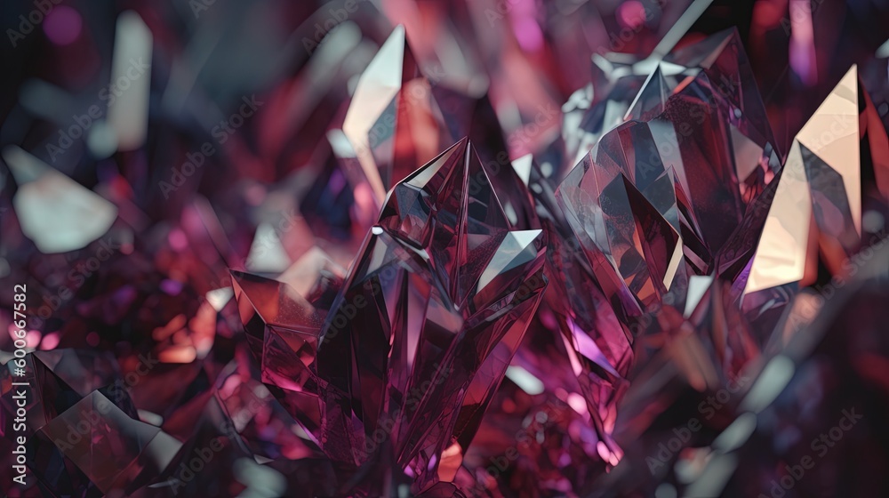  a close up of a bunch of pink crystals on a black background.  generative ai