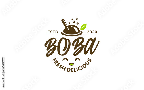 Illustration vector graphic of bubble tea drink concept logo design template on white background