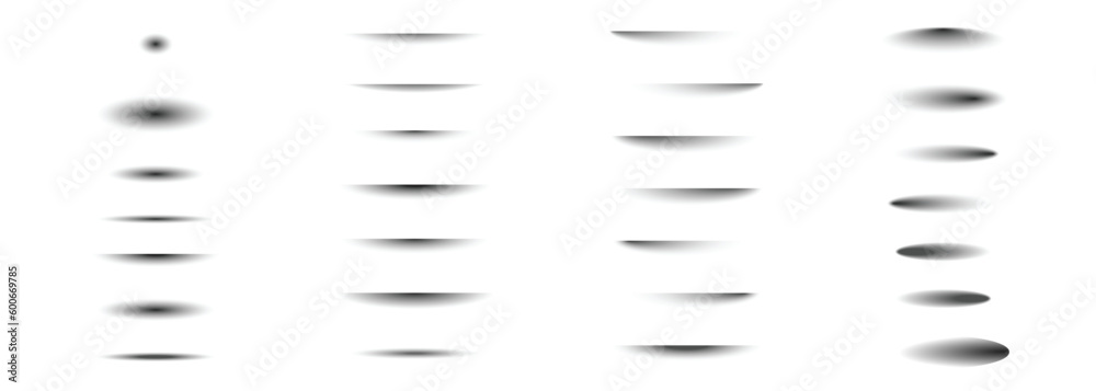 Realistic round shadows set in transparent background, vector realistic ...