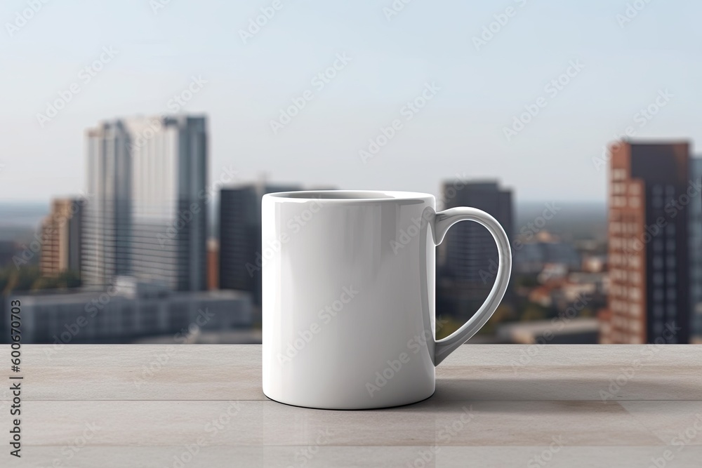 Obraz premium Coffee white ceramic mug, blank Mug MockUp, Coffee Cup