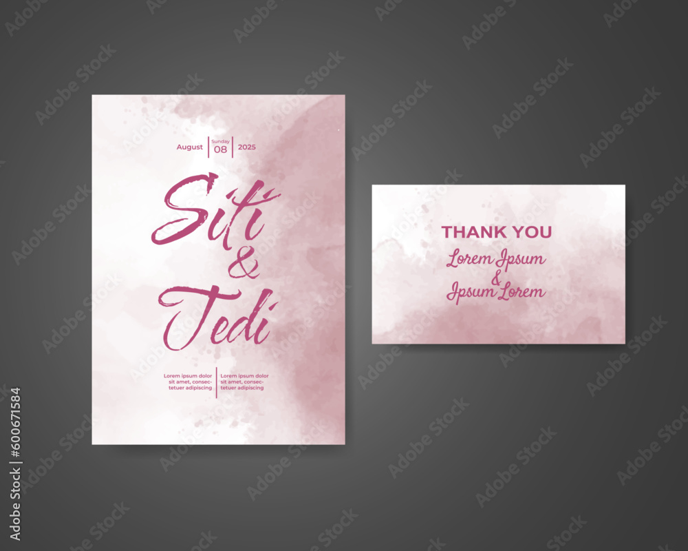 Wedding invitation with abstract watercolor background Wedding invitation with abstract watercolor background