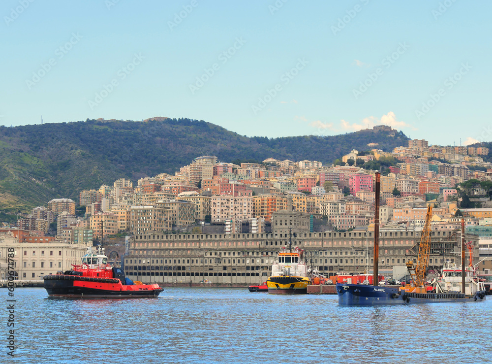Genoa, Italy - 04 03 2023 : Coast guards boats, in Genoa marina