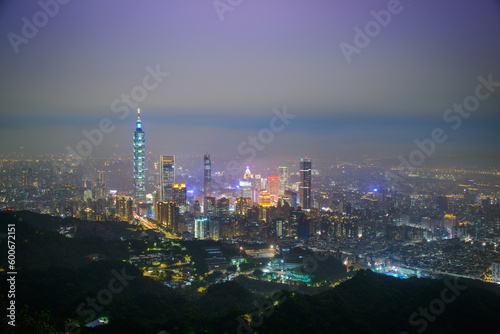 A City of Colors at Night. The Sky, a Dreamy and Romantic Canvas. Overlooking the city's dazzling landscape at dusk and night. Taipei © twabian