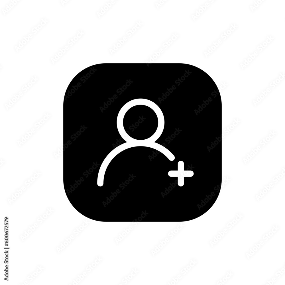 Add new member user icon vector isolated on a square background Add new member user icon vector isolated on a square background