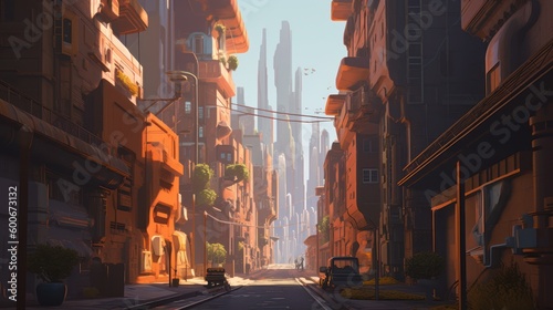 Futuristic City Background  concept art  digital illustration  Generative AI
