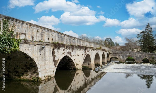 France, Dronne river, picturesque city of Brantome, Perigord
