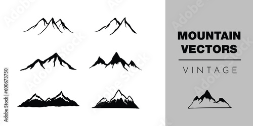 Vintage mountain vector collection, icon silhouette illustrations