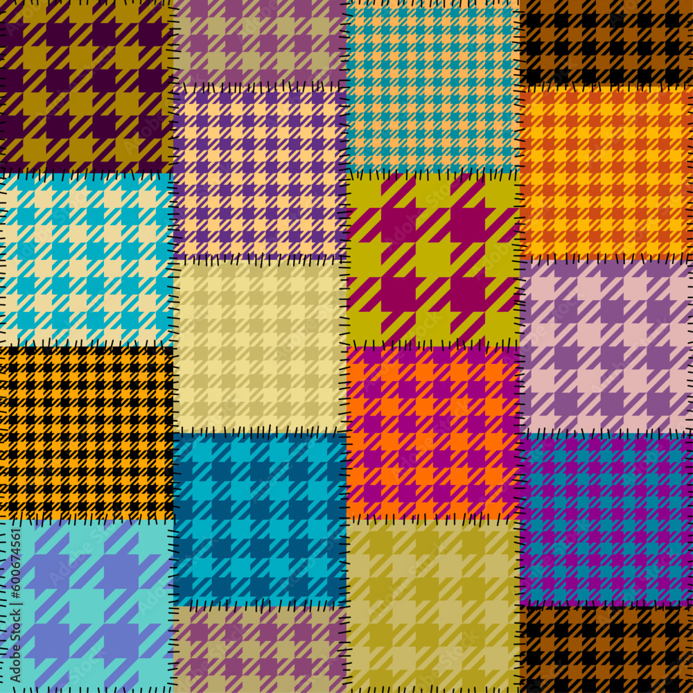 Textille patchwork pattern. Seamless Vector image. Gingham plaid pattern. Textille patchwork pattern. Seamless Vector image. Gingham plaid pattern.