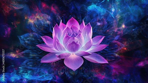 illustration of pink lotus blossom in dream celestial atmosphere  Generative Ai