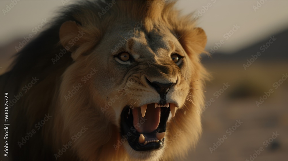 Fototapeta premium angry lion in jungle generative AI