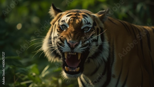 angry tiger in jungle generative AI