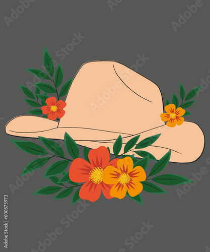 Cowboy hat floral flower vector