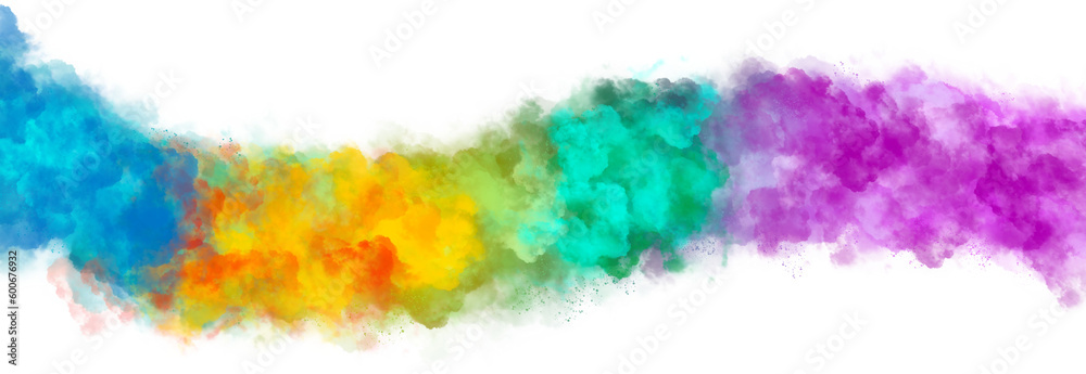 colorful explosion smoke wisp effect on transparent background