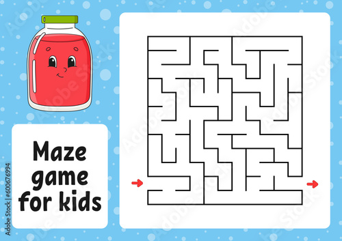 Maze game for kids. Funny labyrinth. Activity worksheet. Puzzle for children. cartoon style. Logical conundrum. Vector illustration.