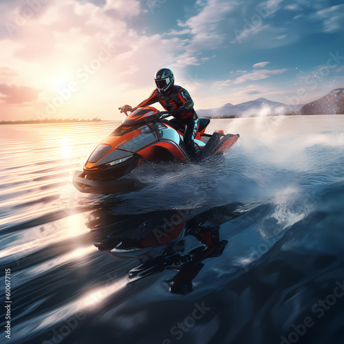 Jet Ski Rider Sport. Generative AI