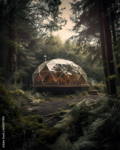 Futuristic Glamping Site in a Serene Forest