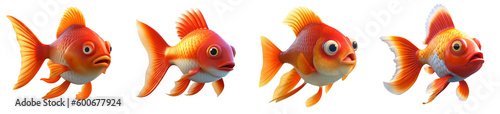 Goldfish, cartoon style, isolated background. Generative AI © Vlad