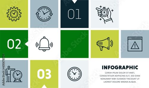 Time limit and deadline infographic design with icons, made by thin line style with editable strokes.