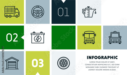 Customs brokerage and transportation services infographic design with icons, made by thin line style with editable strokes.