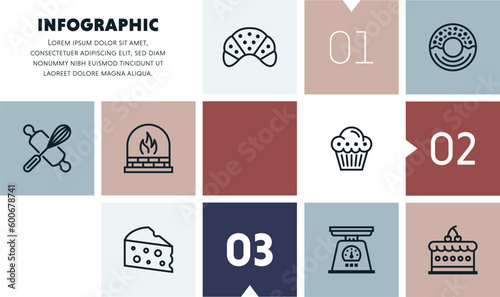 Managed food services infographic design with icons, made by thin line style with editable strokes.