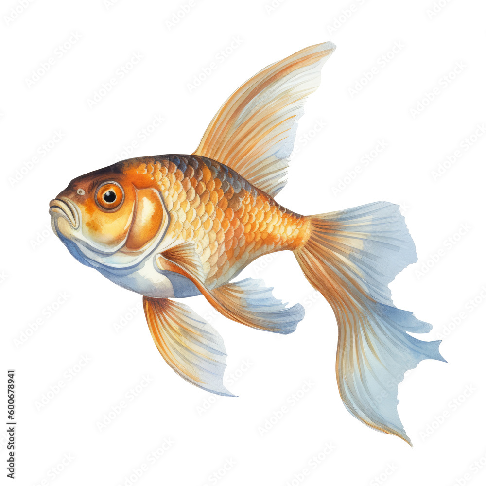 Goldfish isolated on isolated background. Generative AI