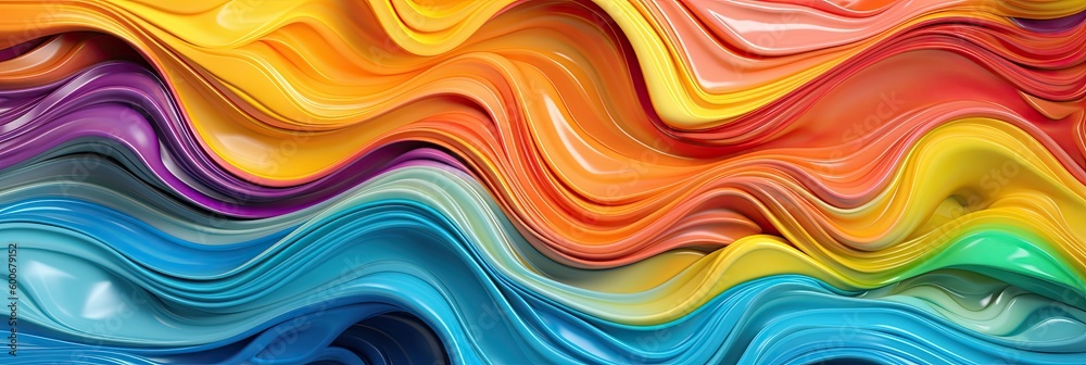 Abstract background with multi-colored lines in the form of waves. Created with Generative AI tools