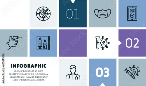 Healthcare employee experience infographic design with icons, made by thin line style with editable strokes.