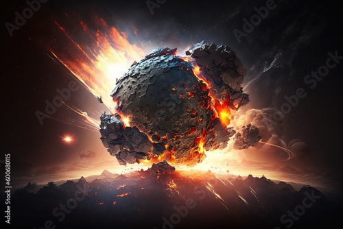 Photographie Asteroid impact, end of world, judgment Asteroid impact, end of world, judgment