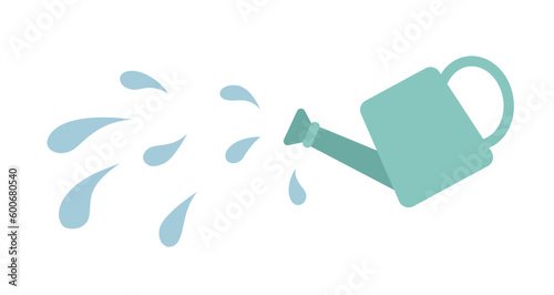 Watering can pouring semi flat colour vector object. Gardener equipment. Plants irrigation. Editable cartoon clip art icon on white background. Simple spot illustration for web graphic design