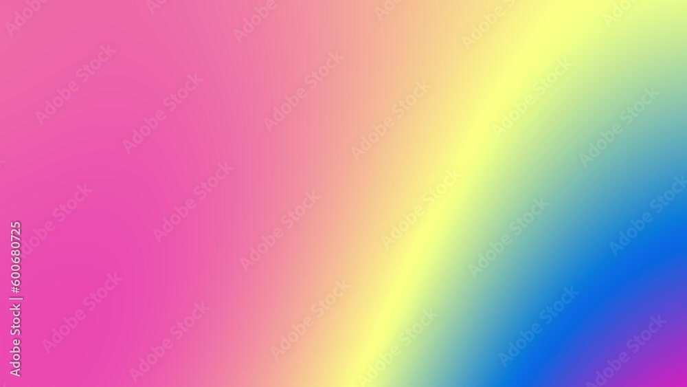 Neon rainbow gradient background. Vivid blurred texture for web banner, presentation, application. Flow motion. Abstract multicolor liquid animation. Light yellow, bright blue, magenta transitions