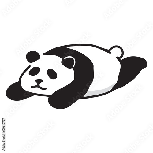 寝そべるパンダの手描きイラスト