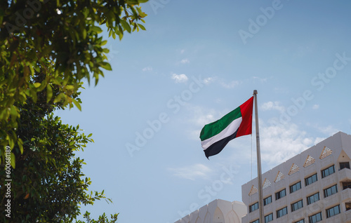 Photography United Arab Emirates flag flying against sky