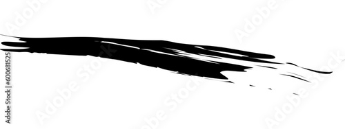 Artistic grungy black paint hand made creative brush stroke set isolated on transparent background. Can change color.