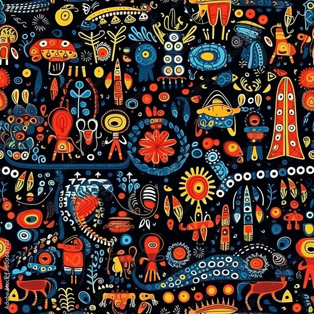Aboriginal childish petroglyphs seamless pattern Aboriginal childish petroglyphs seamless pattern