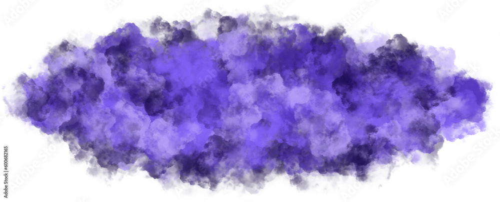 purple colorful smoke clouds isolated on transpareent background