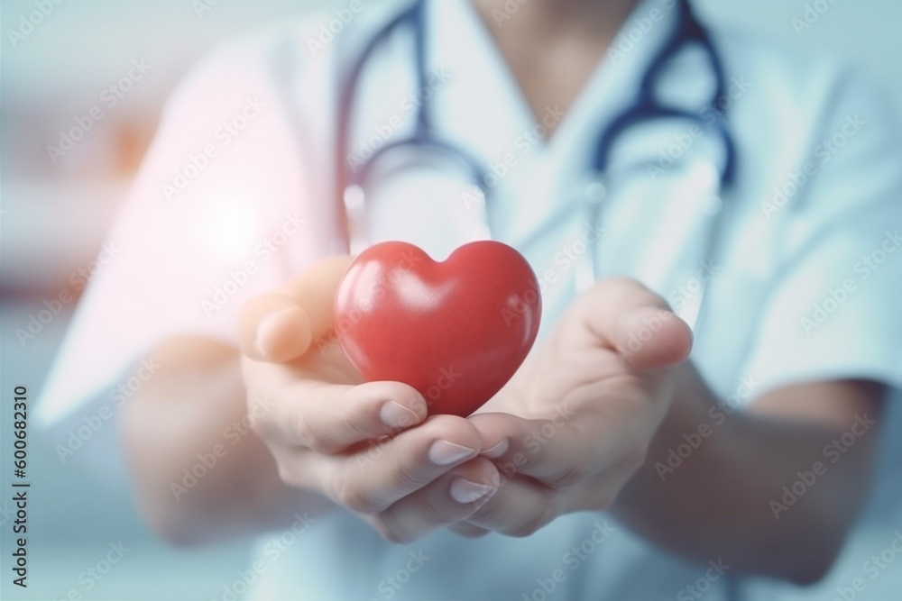 concept health cardiology person hospital care doctor hand heart medicine. Generative AI.