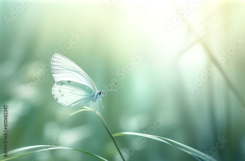 Butterfly on a meadow with blurred background. Generative AI.
