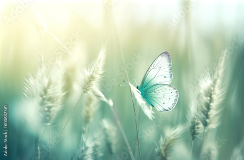 Butterfly on a meadow with blurred background. Generative AI.