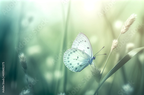 Butterfly on a meadow with blurred background. Generative AI.