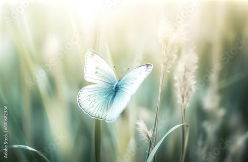 Butterfly on a meadow with blurred background. Generative AI.