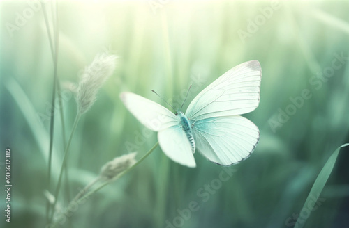 Butterfly on a meadow with blurred background. Generative AI.