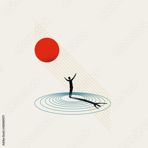 Vector illustration of a businessman ,celebrating. Symbolizes success, win, growth. Minimal design illustration.