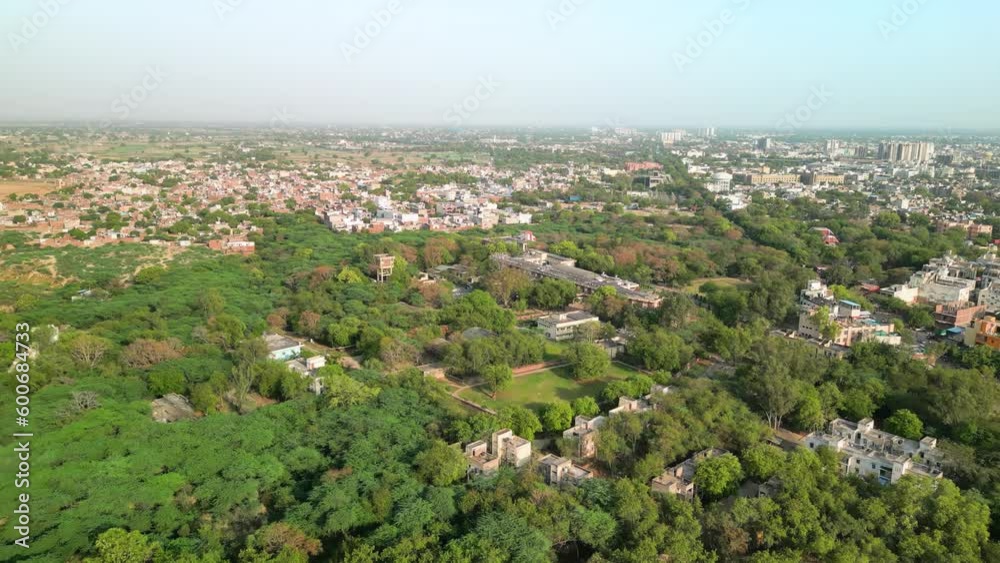 Agra: Aerial view of famous city in India (Uttar Pradesh) - landscape panorama of South Asia from above Agra: Aerial view of famous city in India (Uttar Pradesh) - landscape panorama of South Asia from above